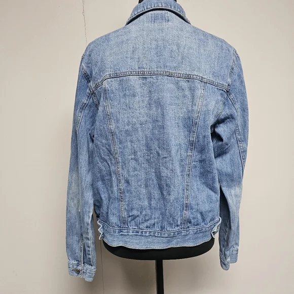 Forever 21 Denim Jean Jacket Hand Embroidery Peace Flowers Boho - Picture 4 of 8